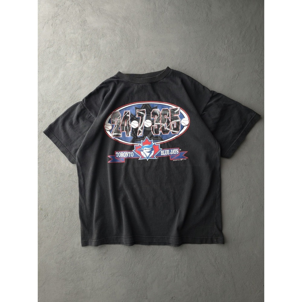 Vintage 90s Toronto Blue Jays Majestic MLB Black T-shirt XL Baseball Crewneck